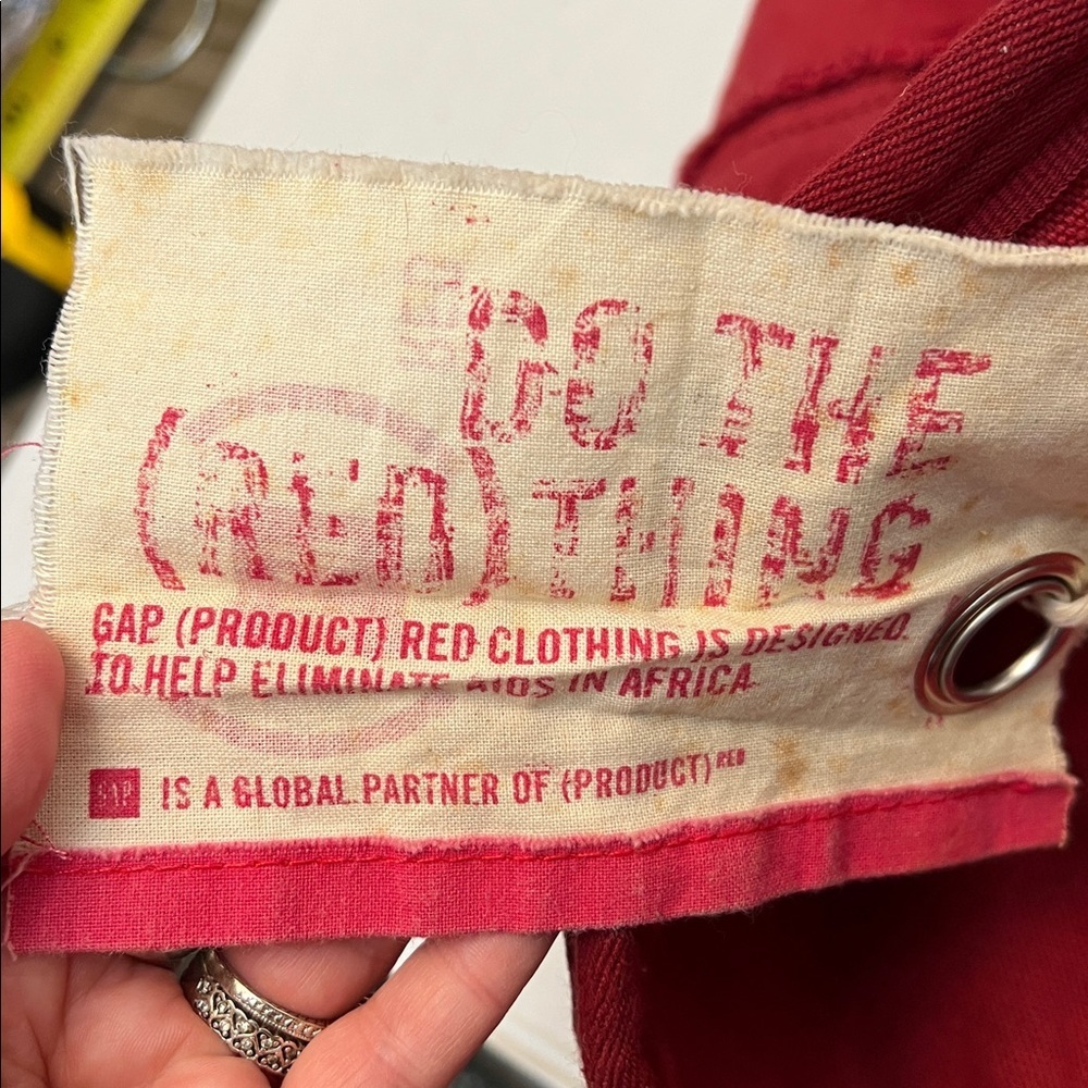 GAP COTTON/HEMP RED LARGE TOTE BAG - Picture 11 of 16